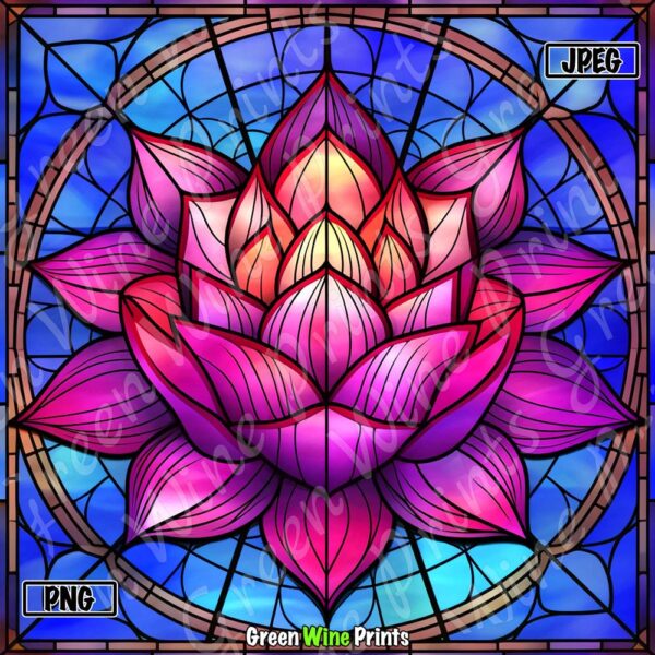Stained Glass Lotus Sublimation Print Design