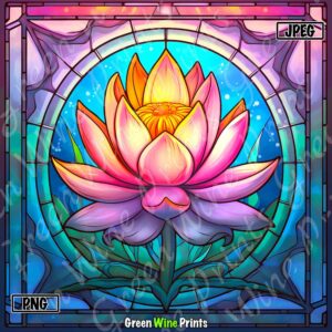 Stained Glass Lotus sublimation print design
