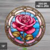 Stained Glass Pink Rose Sublimation Print Design