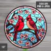 stained glass red cardinals sublimation print design