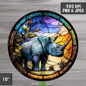stained glass rhino sublimation print design