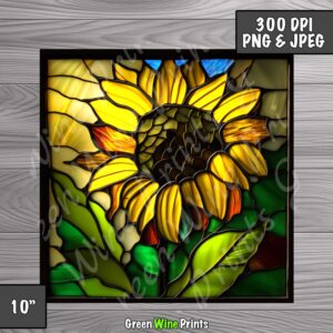 stained glass sunflower sublimation print design