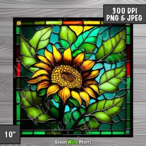 Stained Glass Sunflower Sublimation Print Design