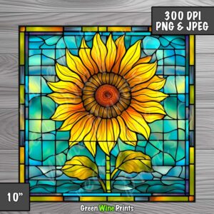 Stained Glass Sunflower Sublimation Print Design