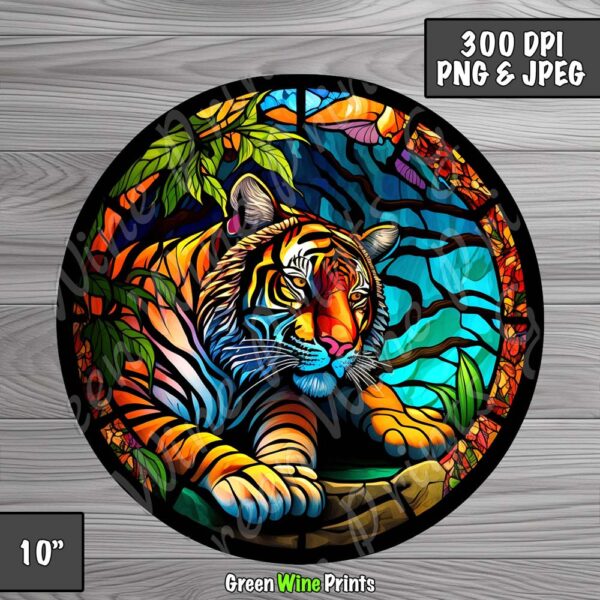 stained glass tiger sublimation print design