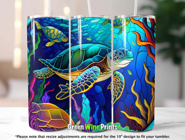 stained glass turtle sublimation print design